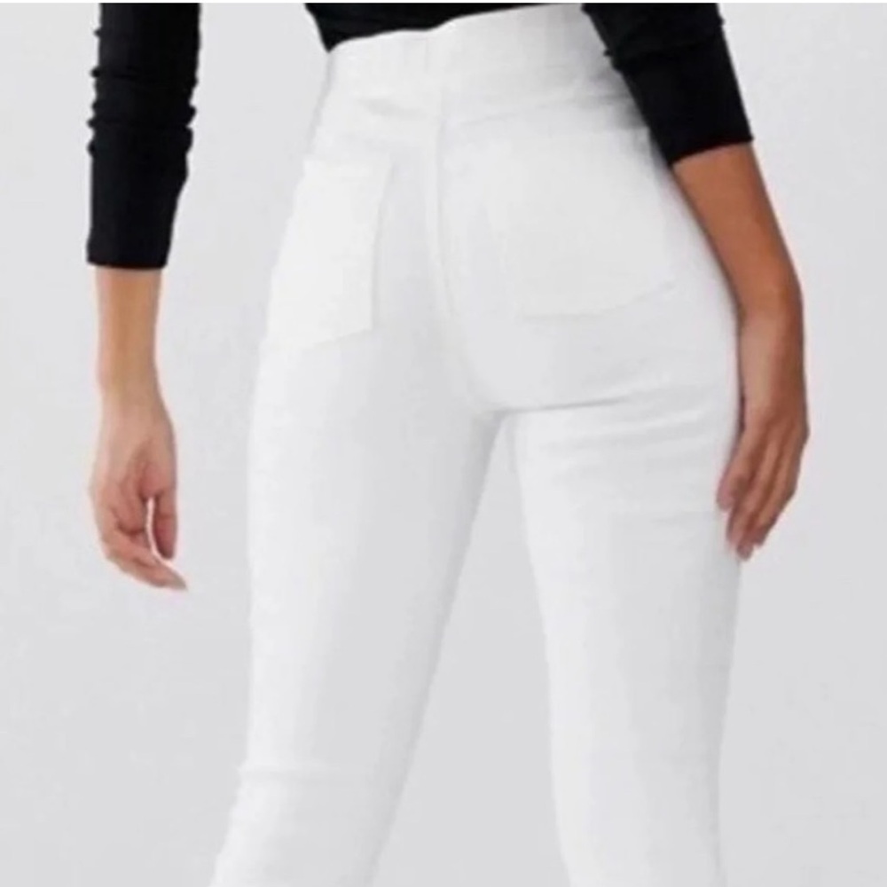 SPANX Distressed Denim White pull-on Skinny Jean Sz Sm